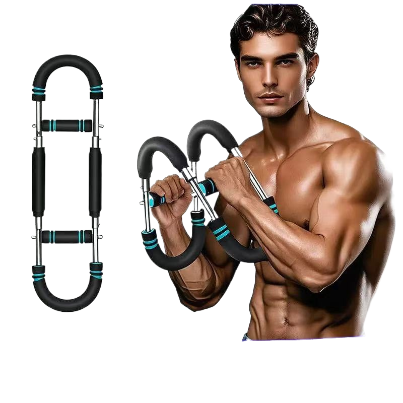 U-Shaped Arm Strength Device, Twister Arm Trainer, Adjustable 60-110lbs Spring Chest Workout Bar, Portable Upper Body Trainer with Detachable Design, Home Gym Equipment for Chest, Shoulders, Arms & Forearm Muscle Building